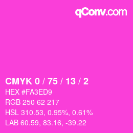 カラーコード: CMYK 0 / 75 / 13 / 2 | qconv.com