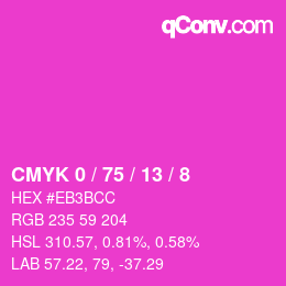 カラーコード: CMYK 0 / 75 / 13 / 8 | qconv.com