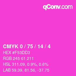 カラーコード: CMYK 0 / 75 / 14 / 4 | qconv.com