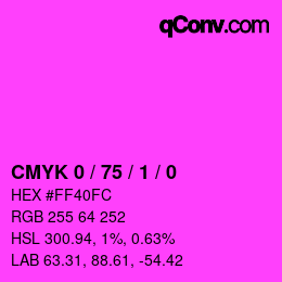 カラーコード: CMYK 0 / 75 / 1 / 0 | qconv.com