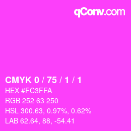 カラーコード: CMYK 0 / 75 / 1 / 1 | qconv.com