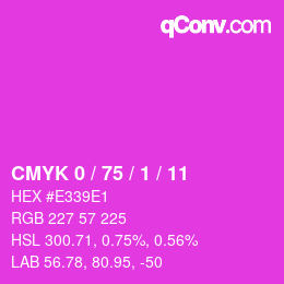カラーコード: CMYK 0 / 75 / 1 / 11 | qconv.com