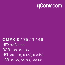 Color code: CMYK 0 / 75 / 1 / 46 | qconv.com