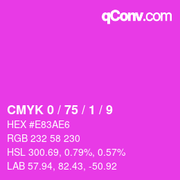 カラーコード: CMYK 0 / 75 / 1 / 9 | qconv.com