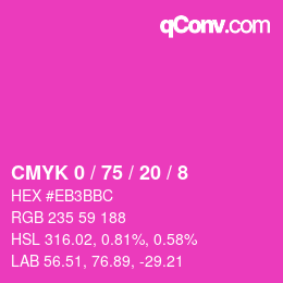 カラーコード: CMYK 0 / 75 / 20 / 8 | qconv.com