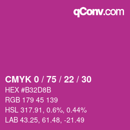 Color code: CMYK 0 / 75 / 22 / 30 | qconv.com