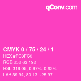 カラーコード: CMYK 0 / 75 / 24 / 1 | qconv.com