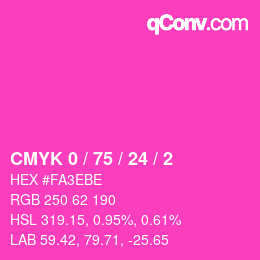 カラーコード: CMYK 0 / 75 / 24 / 2 | qconv.com