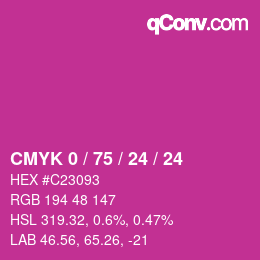カラーコード: CMYK 0 / 75 / 24 / 24 | qconv.com
