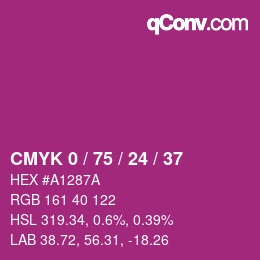 カラーコード: CMYK 0 / 75 / 24 / 37 | qconv.com