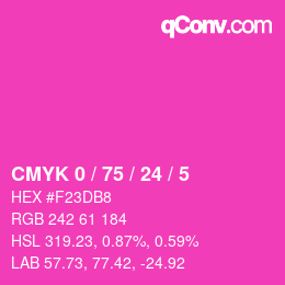 カラーコード: CMYK 0 / 75 / 24 / 5 | qconv.com