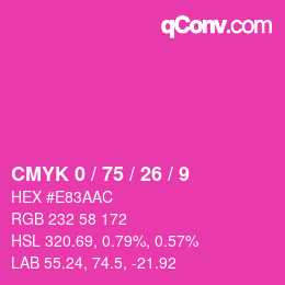 Color code: CMYK 0 / 75 / 26 / 9 | qconv.com