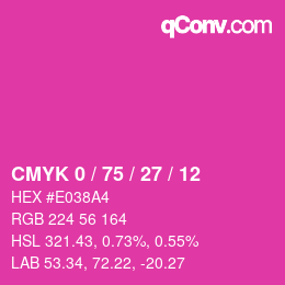 カラーコード: CMYK 0 / 75 / 27 / 12 | qconv.com