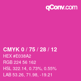 カラーコード: CMYK 0 / 75 / 28 / 12 | qconv.com