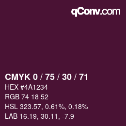 颜色代码: CMYK 0 / 75 / 30 / 71 | qconv.com