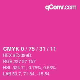 颜色代码: CMYK 0 / 75 / 31 / 11 | qconv.com