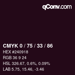 Color code: CMYK 0 / 75 / 33 / 86 | qconv.com