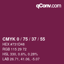 カラーコード: CMYK 0 / 75 / 37 / 55 | qconv.com