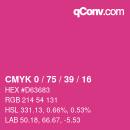 カラーコード: CMYK 0 / 75 / 39 / 16 | qconv.com