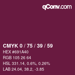 Farbcode: CMYK 0 / 75 / 39 / 59 | qconv.com