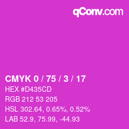 カラーコード: CMYK 0 / 75 / 3 / 17 | qconv.com