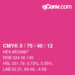 颜色代码: CMYK 0 / 75 / 40 / 12 | qconv.com