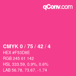 カラーコード: CMYK 0 / 75 / 42 / 4 | qconv.com