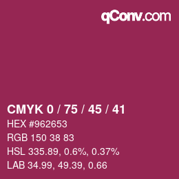 颜色代码: CMYK 0 / 75 / 45 / 41 | qconv.com