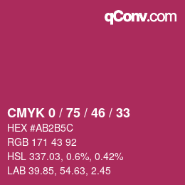 颜色代码: CMYK 0 / 75 / 46 / 33 | qconv.com