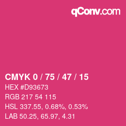 カラーコード: CMYK 0 / 75 / 47 / 15 | qconv.com