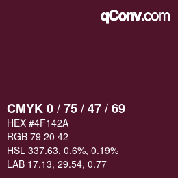 颜色代码: CMYK 0 / 75 / 47 / 69 | qconv.com