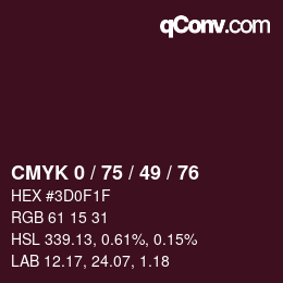 颜色代码: CMYK 0 / 75 / 49 / 76 | qconv.com