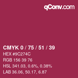 颜色代码: CMYK 0 / 75 / 51 / 39 | qconv.com