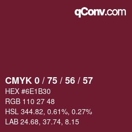 Color code: CMYK 0 / 75 / 56 / 57 | qconv.com