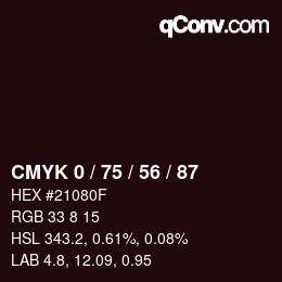 Color code: CMYK 0 / 75 / 56 / 87 | qconv.com