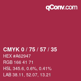 Color code: CMYK 0 / 75 / 57 / 35 | qconv.com