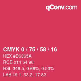Color code: CMYK 0 / 75 / 58 / 16 | qconv.com