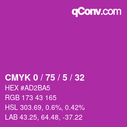 Color code: CMYK 0 / 75 / 5 / 32 | qconv.com