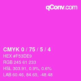 カラーコード: CMYK 0 / 75 / 5 / 4 | qconv.com