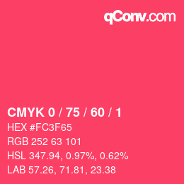 Color code: CMYK 0 / 75 / 60 / 1 | qconv.com