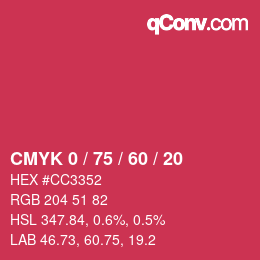 颜色代码: CMYK 0 / 75 / 60 / 20 | qconv.com