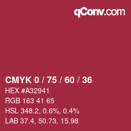 カラーコード: CMYK 0 / 75 / 60 / 36 | qconv.com