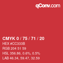 Código de color: CMYK 0 / 75 / 71 / 20 | qconv.com