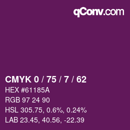 Color code: CMYK 0 / 75 / 7 / 62 | qconv.com