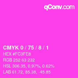 カラーコード: CMYK 0 / 75 / 8 / 1 | qconv.com