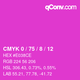 カラーコード: CMYK 0 / 75 / 8 / 12 | qconv.com