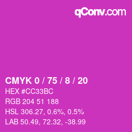 颜色代码: CMYK 0 / 75 / 8 / 20 | qconv.com