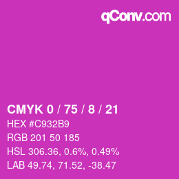 Color code: CMYK 0 / 75 / 8 / 21 | qconv.com