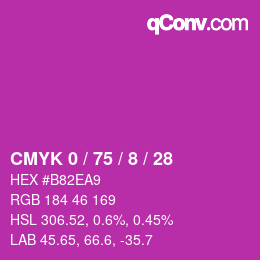 カラーコード: CMYK 0 / 75 / 8 / 28 | qconv.com