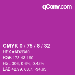 カラーコード: CMYK 0 / 75 / 8 / 32 | qconv.com